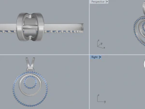 Серебряный круглый геометрический кулон с паве и бриллиантами 3D Принт Модель
