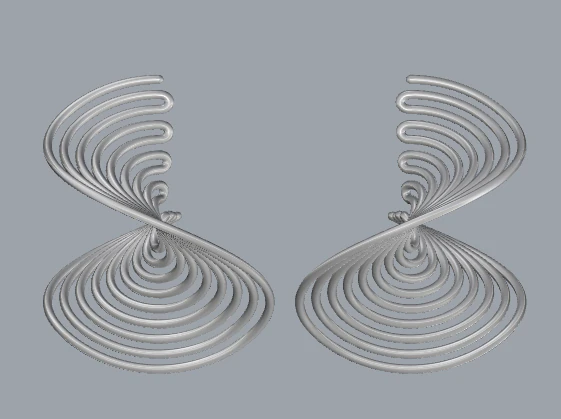 sterling silver twisted long stud earrings 3D Print Model .c4d .max .obj .3ds .fbx .stl .blend