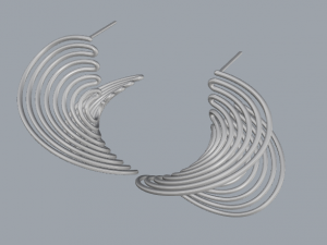 sterling silver twisted long stud earrings 3D Принт Модель
