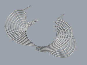sterling silver twisted long stud earrings 3D Print Model