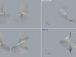 sterling silver twisted long stud earrings 3D Принт Модель