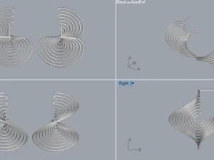 sterling silver twisted long stud earrings 3D Print Model