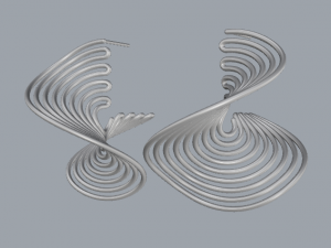 sterling silver twisted long stud earrings 3D Принт Модель