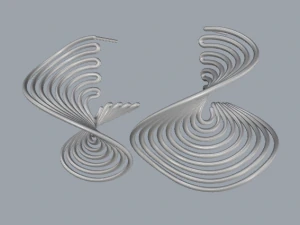 sterling silver twisted long stud earrings 3D Print Model