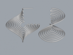 sterling silver twisted long stud earrings 3D Принт Модель