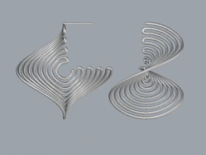 sterling silver twisted long stud earrings 3D Print Model