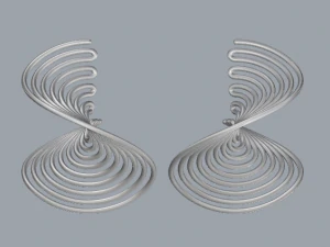 sterling silver twisted long stud earrings 3D Print Model