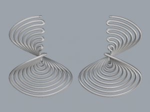 sterling silver twisted long stud earrings 3D Принт Модель