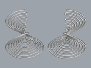 sterling silver twisted long stud earrings 3D Print Model
