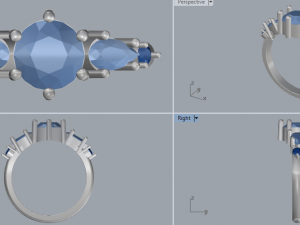 sterling silver 5 stone ring jewelry Modelo de impresión 3D