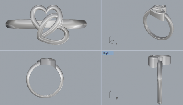sterling silver double heart ring jewelry 3D Принт Модель .c4d .max .obj .3ds .fbx .stl .blend 