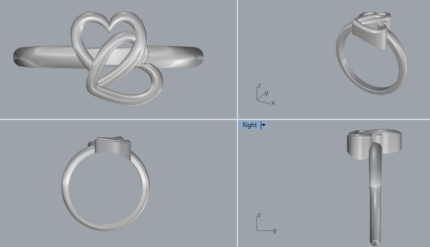 sterling silver double heart ring jewelry 3D Print Model .c4d .max .obj .3ds .fbx .stl .blend