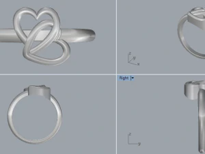 Srebrny pierścionek z podw&oacute;jnym sercem Model do druku 3D