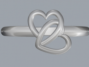 sterling silver double heart ring jewelry 3D Принт Модель