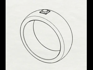 sterling silver single square gents ring 3D Print Model