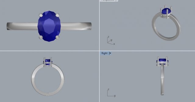 925 sterling silver oval gemstone ring Modèles 3D en vedette .c4d .max .obj .3ds .fbx .stl .blend 