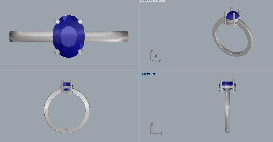 925 sterling silver oval gemstone ring 3D Print Model .c4d .max .obj .3ds .fbx .stl .blend 