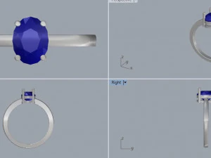 925 sterling silver oval gemstone ring 3D Print Model