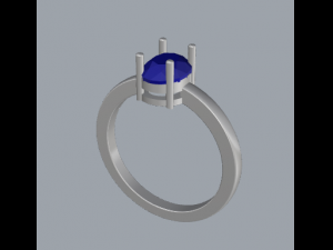 925 sterling silver oval gemstone ring Modèles 3D en vedette