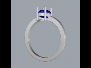 925 sterling silver oval gemstone ring Modèles 3D en vedette
