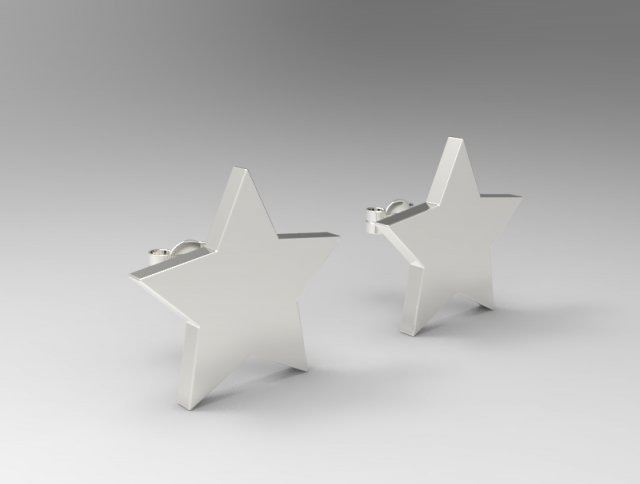 sterling silver star stud earrings jewelry 3Dプリントモデル .c4d .max .obj .3ds .fbx .stl .blend 