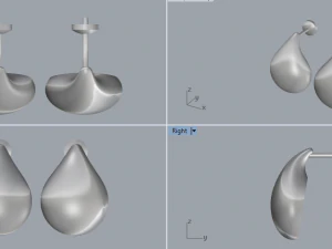 sterling silver tear drop stud earrings 3D Print Model