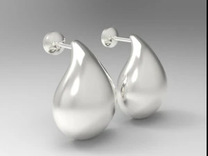 sterling silver tear drop stud earrings 3D Print Model