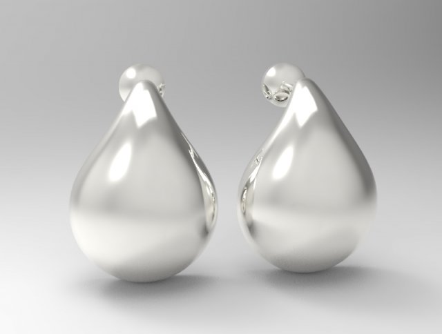 sterling silver tear drop stud earrings 3D 打印模型 .c4d .max .obj .3ds .fbx .stl .blend 