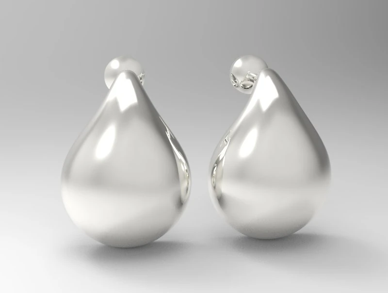 sterling silver tear drop stud earrings 3D Print Model .c4d .max .obj .3ds .fbx .stl .blend