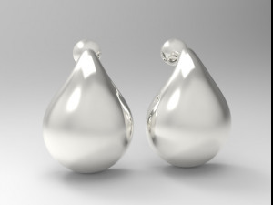 sterling silver tear drop stud earrings 3D 打印模型