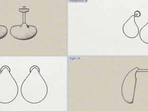 sterling silver tear drop stud earrings 3D Print Model