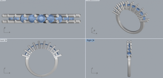 sterling silver nine stone ring jewelry 3D Baskı Modeli .c4d .max .obj .3ds .fbx .stl .blend 