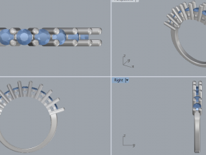 sterling silver nine stone ring jewelry 3D 打印模型