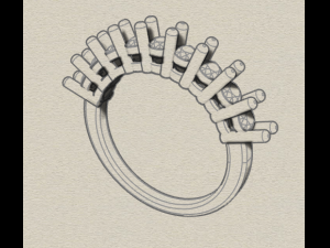 sterling silver nine stone ring jewelry 3D Baskı Modeli