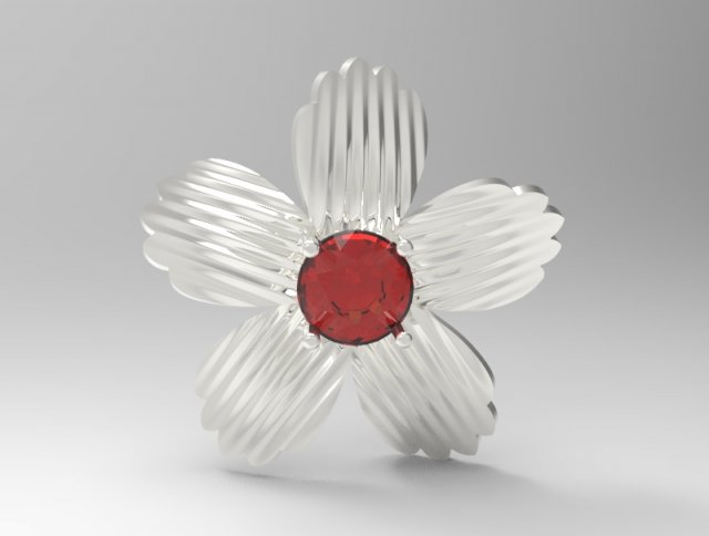 sterling silver single stone flower pendant jewelry Model Cetak 3D .c4d .max .obj .3ds .fbx .stl .blend 