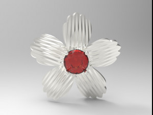 sterling silver single stone flower pendant jewelry 3D 打印模型