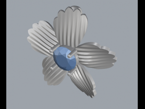 sterling silver single stone flower pendant jewelry Model Cetak 3D