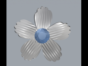 sterling silver single stone flower pendant jewelry Model Cetak 3D