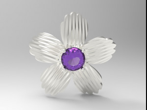 sterling silver single stone flower pendant jewelry Model Cetak 3D