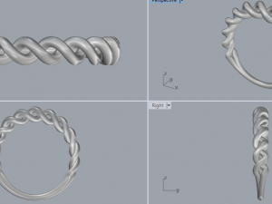 sterling silver twisted ring silver ring Model do druku 3D