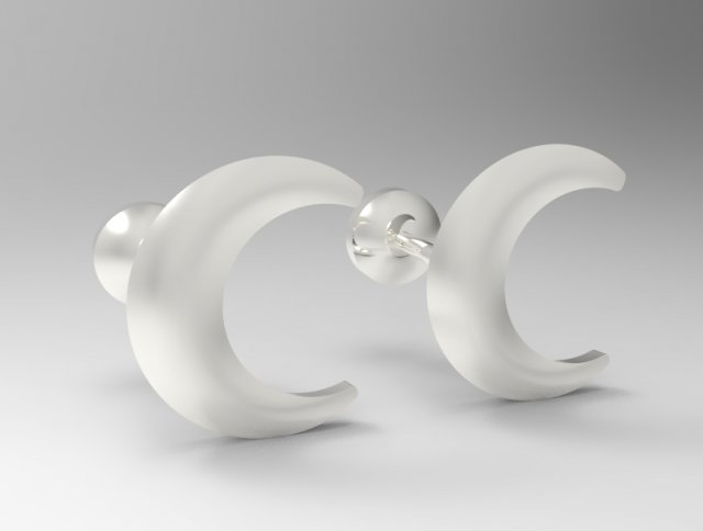 sterling silver crescent stud earrings jewelry 3D Print Model .c4d .max .obj .3ds .fbx .stl .blend 