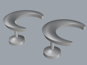 sterling silver crescent stud earrings jewelry 3D Print Model