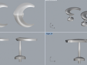 sterling silver crescent stud earrings jewelry 3D Print Model