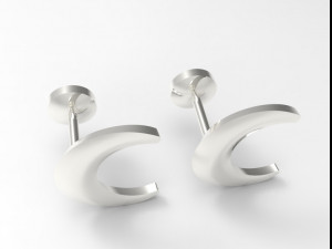 sterling silver crescent stud earrings jewelry 3D Print Model