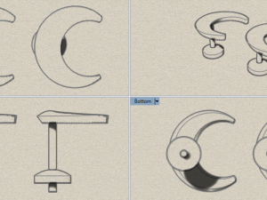 sterling silver crescent stud earrings jewelry 3D Print Model