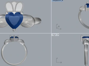 sterling silver claddagh heart ring jewelry 3D Print Model