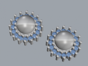 sterling silver pearl with stones stud earrings 3D Принт Модель