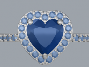 sterling silver heart halo ring jewelry 3D 打印模型