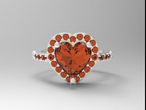sterling silver heart halo ring jewelry Modèles 3D en vedette