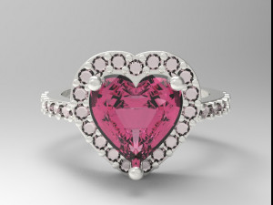 sterling silver heart halo ring jewelry Modèles 3D en vedette